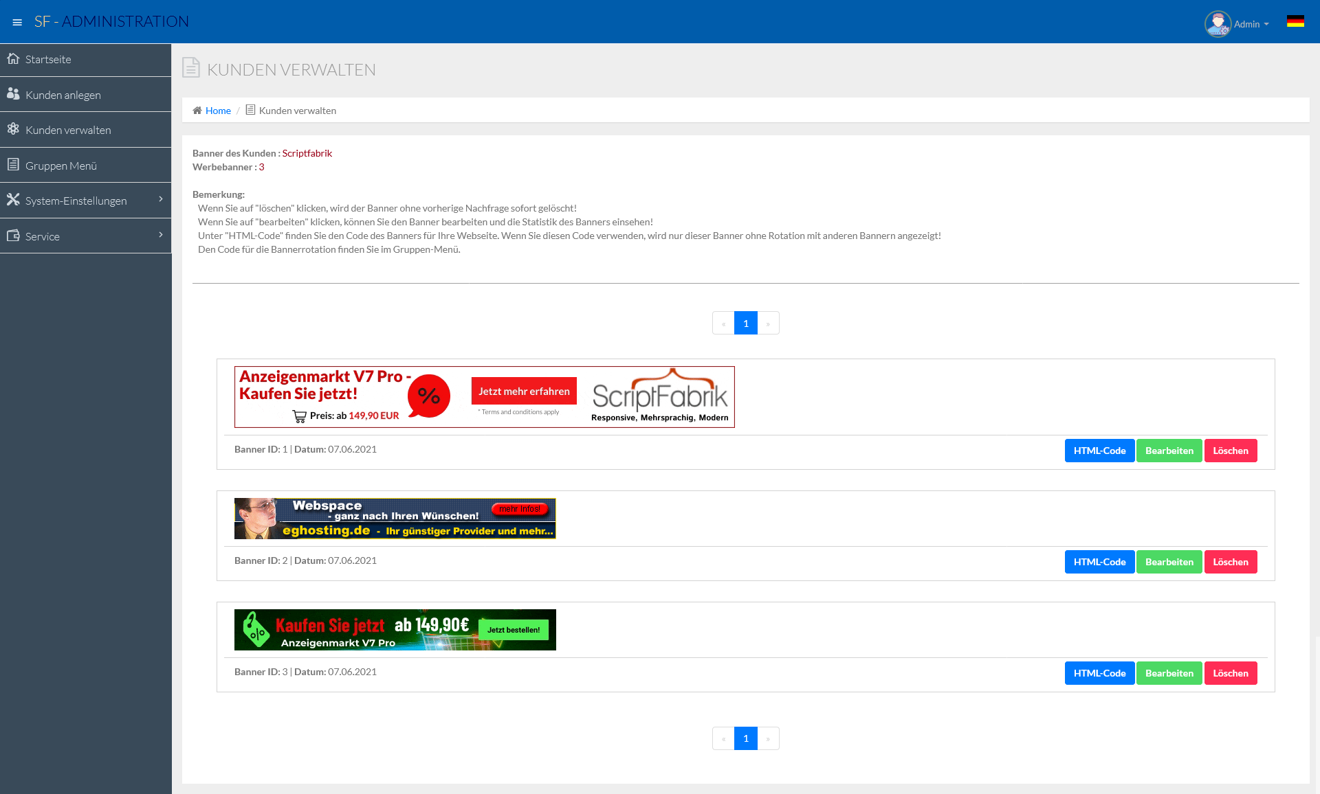 Bannermanagement System