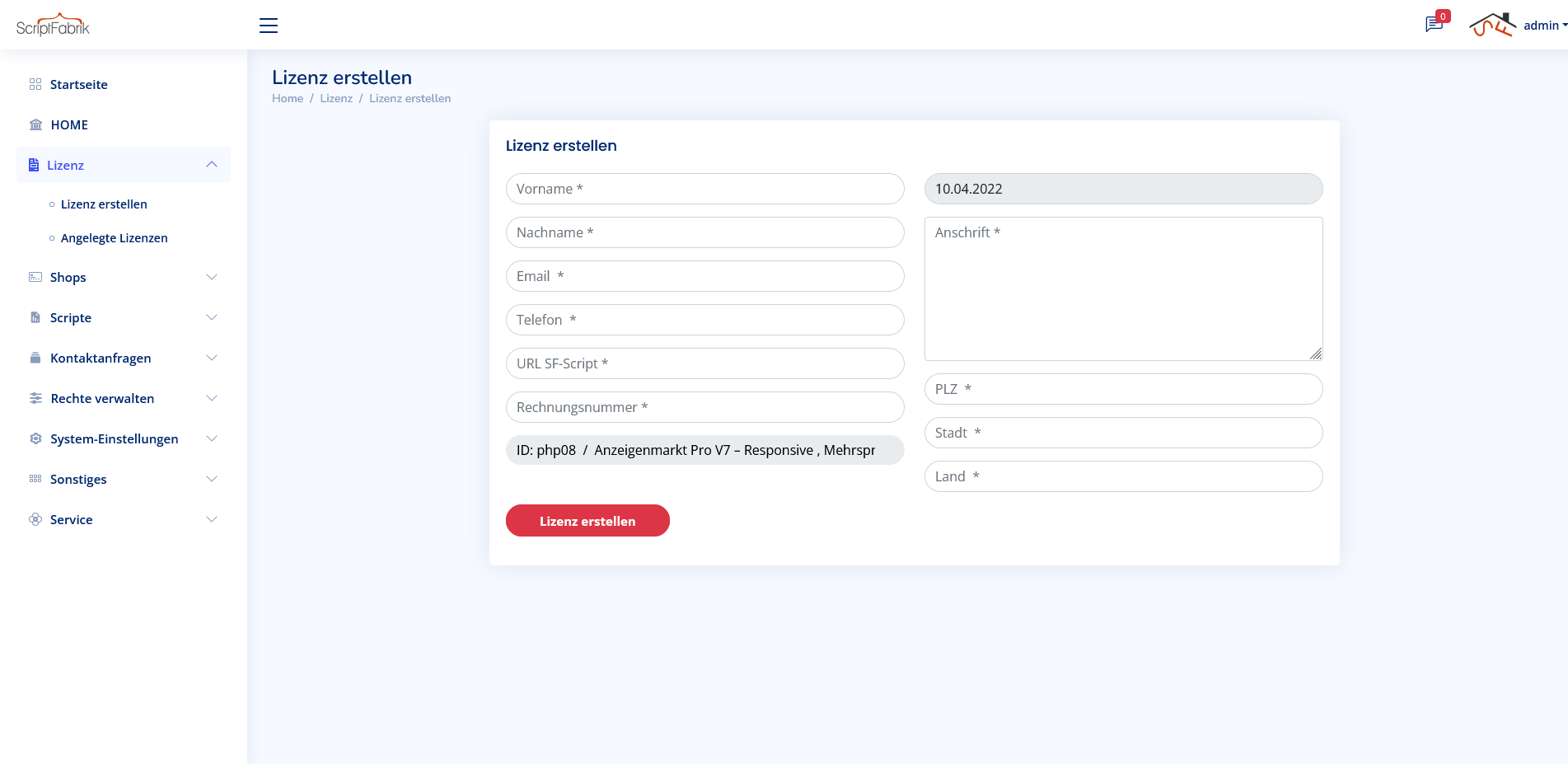 Lizenz & Nachrichten System V2.6